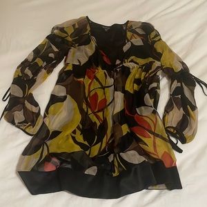 Bebe sheer floral dress with sleeves